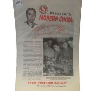 Vintage 1946 Great Northern Railway Open Door To China Ad Advertisement